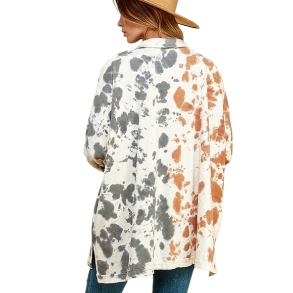 Boutique Cow Print Oversized Open Cardigan Jacket With Side Pockets - Picture 8 of 12